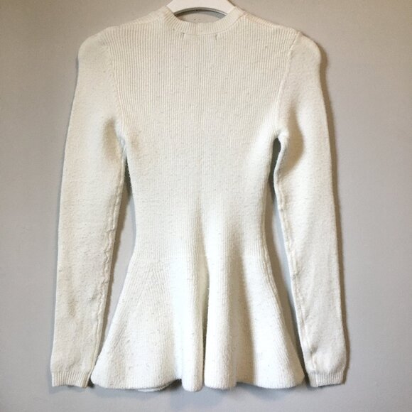 Vintage Y2K Off White Knit Peplum Style Sweater - Picture 2 of 10